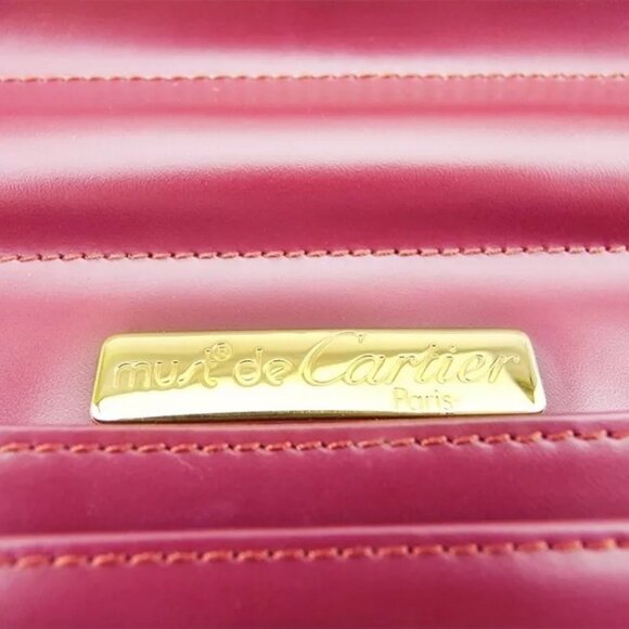Cartier Clutch Bag Bordeaux x Leather x Gold Hardware Authentic Used - Picture 11 of 12